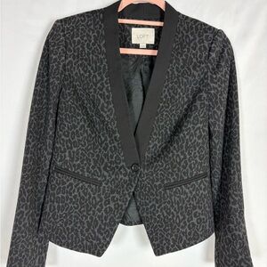 LOFT Charcoal Leopard Print Blazer